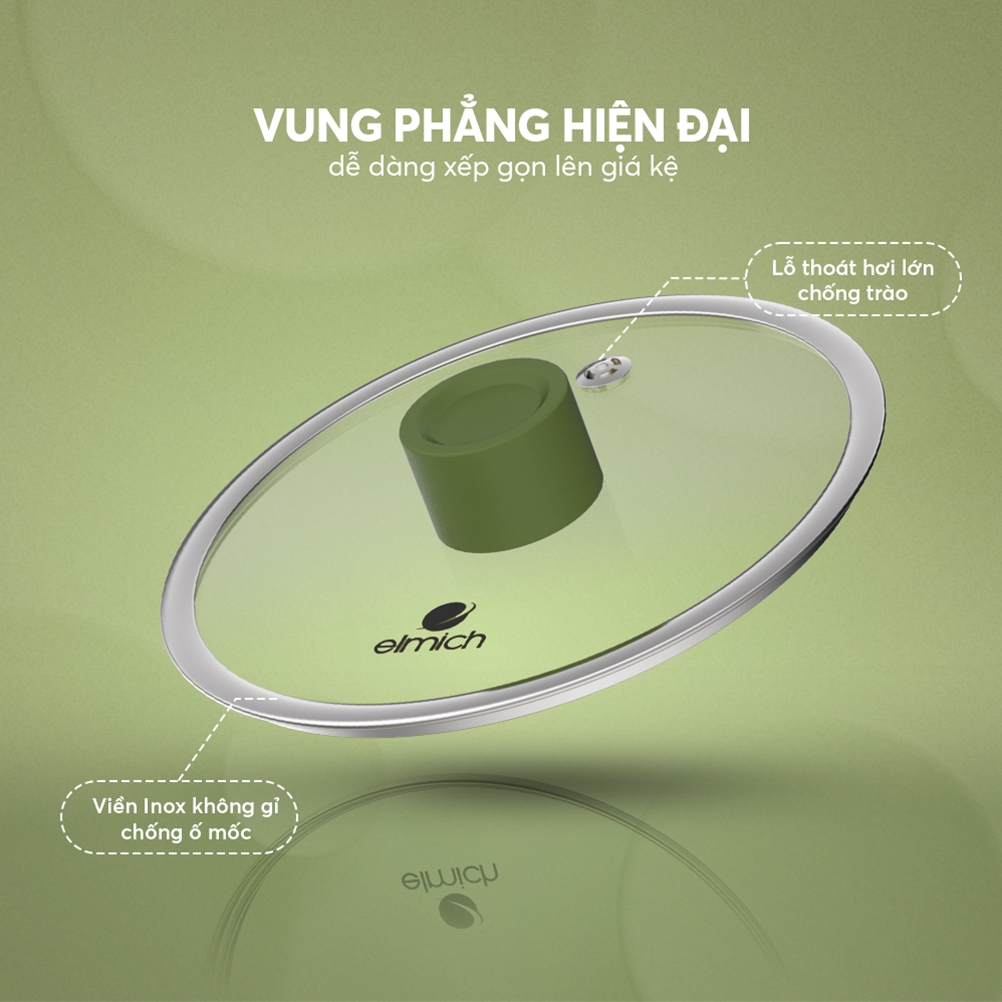 Bộ nồi chống dính Ceramic Elmich Plus Olive EL5233OV03-18,20,24cm