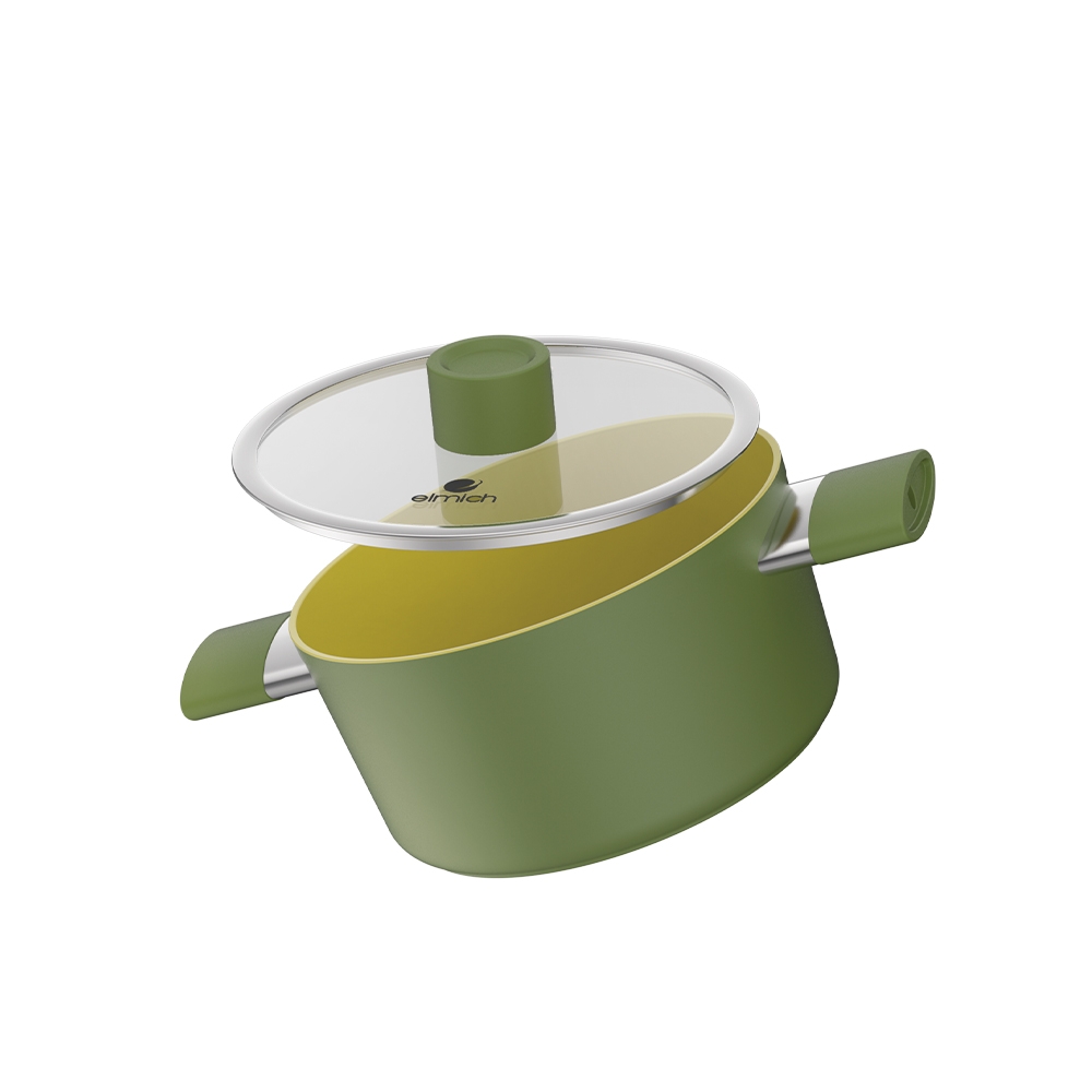 Bộ nồi chống dính Ceramic Elmich Plus Olive EL5233OV03-18,20,24cm