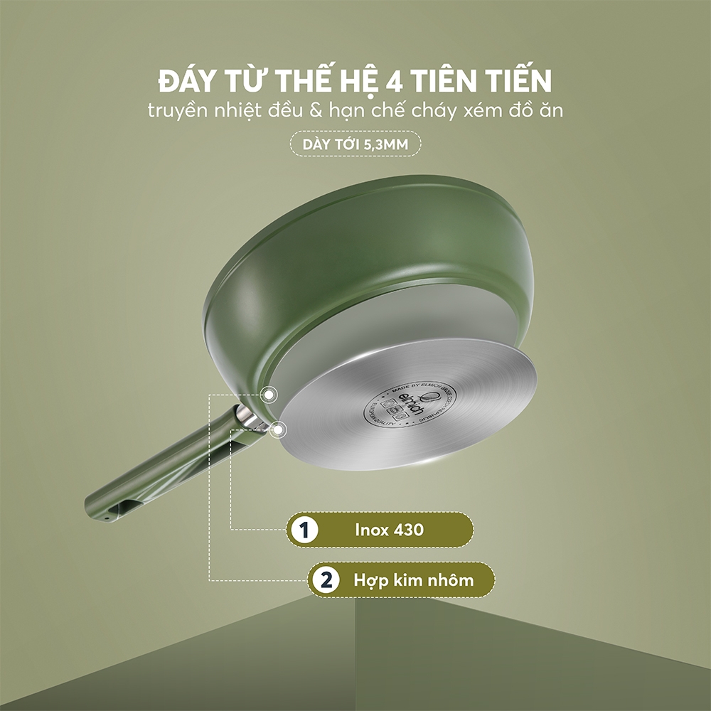 Chảo chống dính ceramic Elmich Plus Olive EL5965OV
