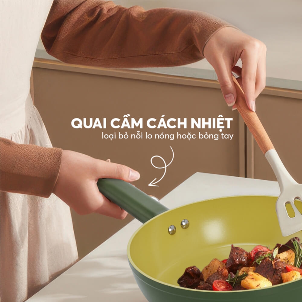 Chảo chống dính ceramic Elmich Plus Olive EL5965OV