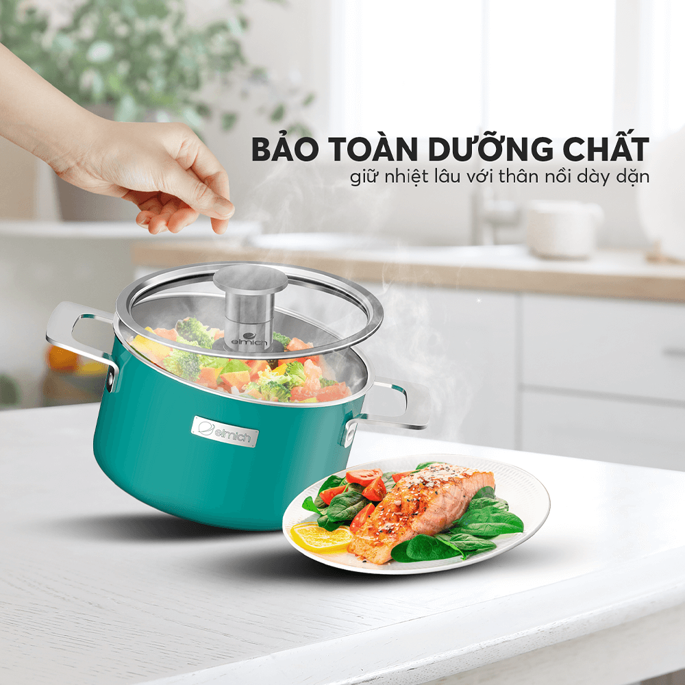 Nồi inox liền khối Elmich Hera - Xanh Ngọc