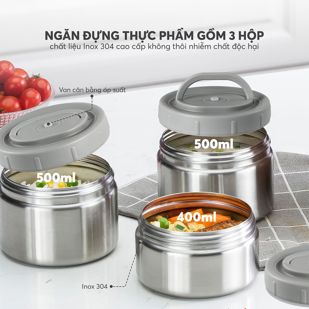 Hộp cơm giữ nhiệt inox 304 Elmich EL8302 dung tích 1.7L