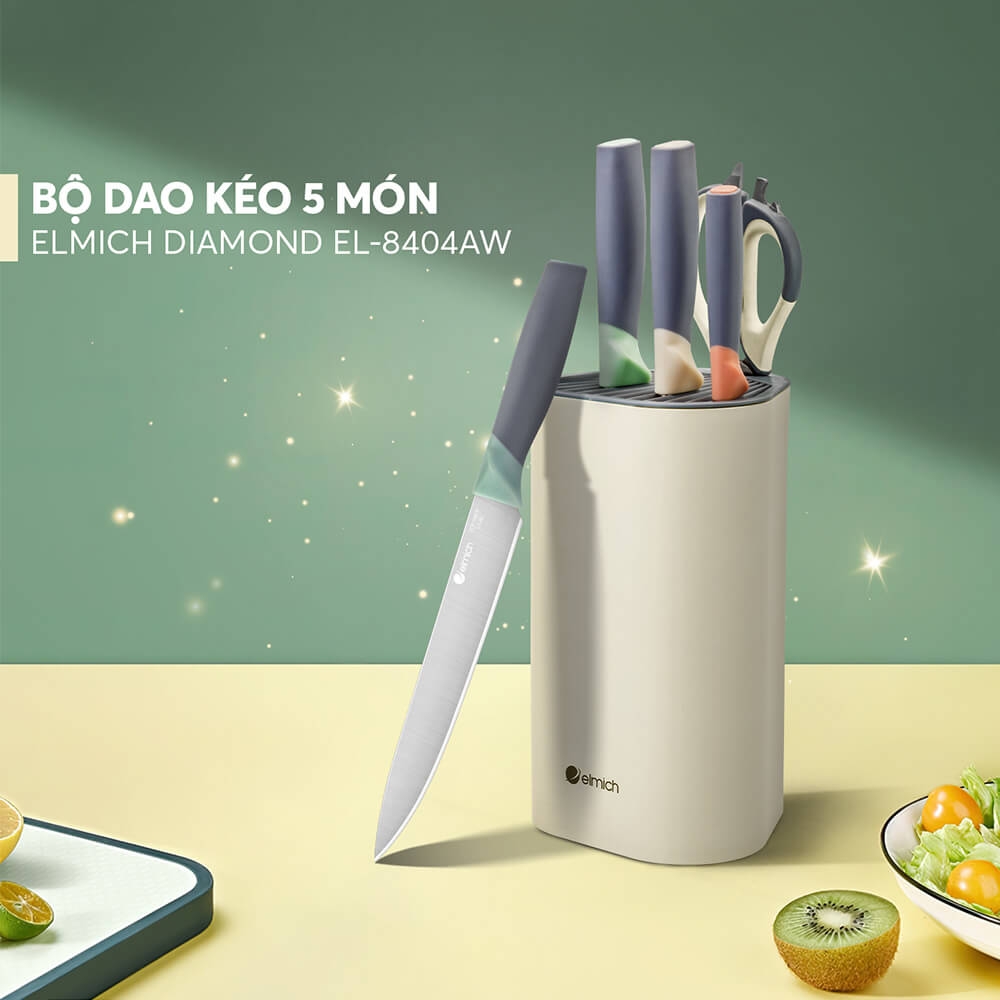 Bộ dao kéo inox 5 món kèm hộp đựng Elmich EL8404