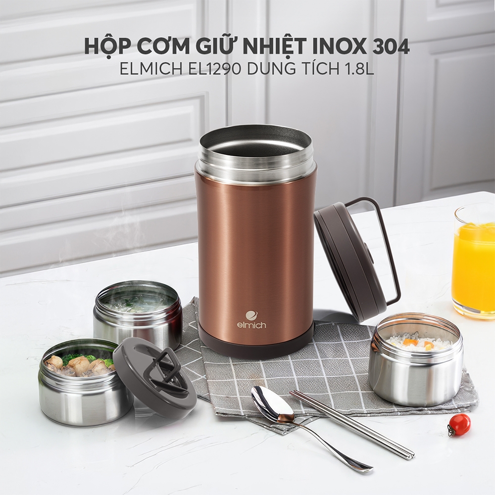 Hộp cơm giữ nhiệt inox 304 Elmich EL1290 dung tích 1.8L