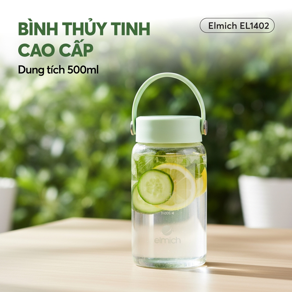 Bình nước thủy tinh Elmich EL1402 dung tích 500ml