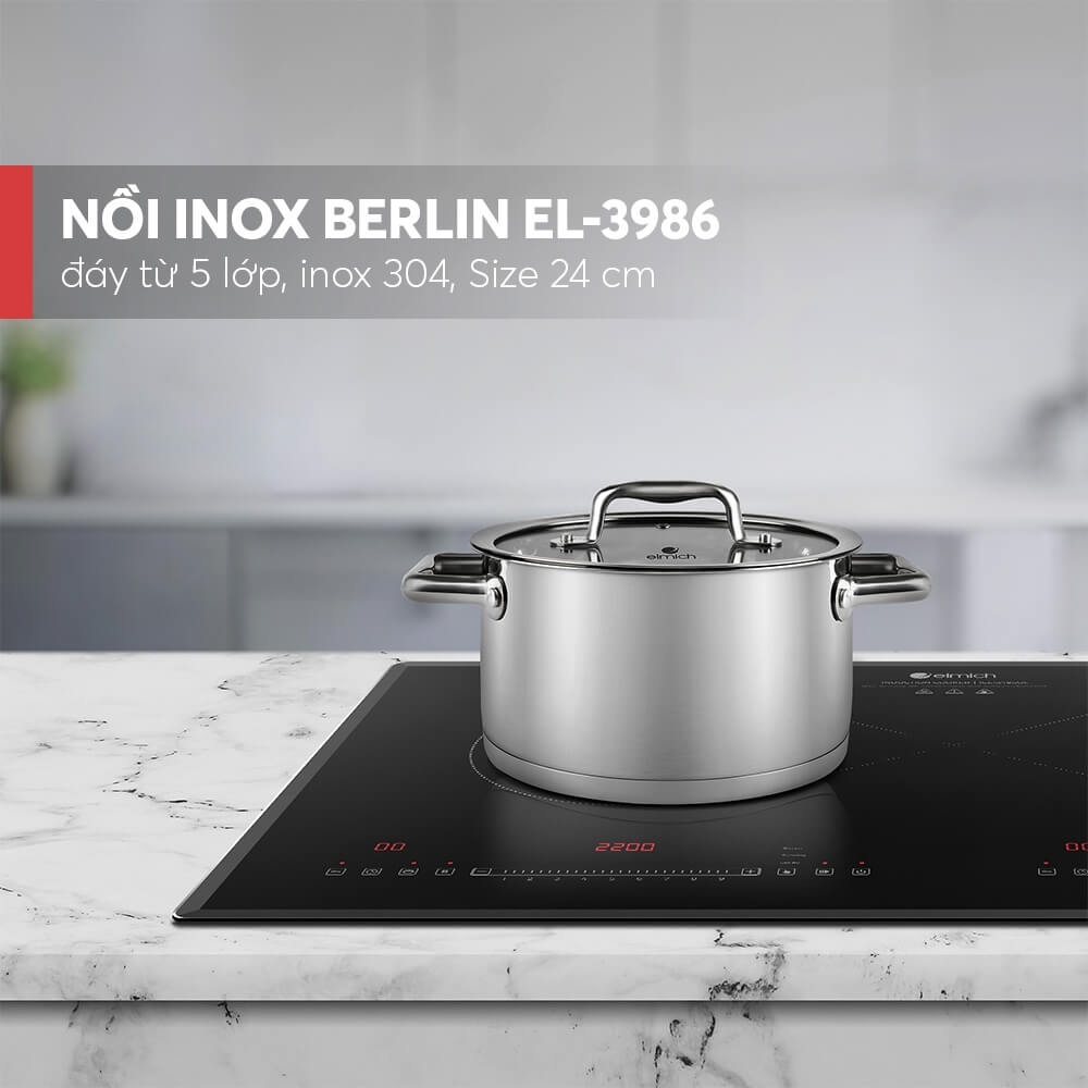 Nồi 5 đáy Inox 304 Elmich Berlin EL 3986 size 24 cm