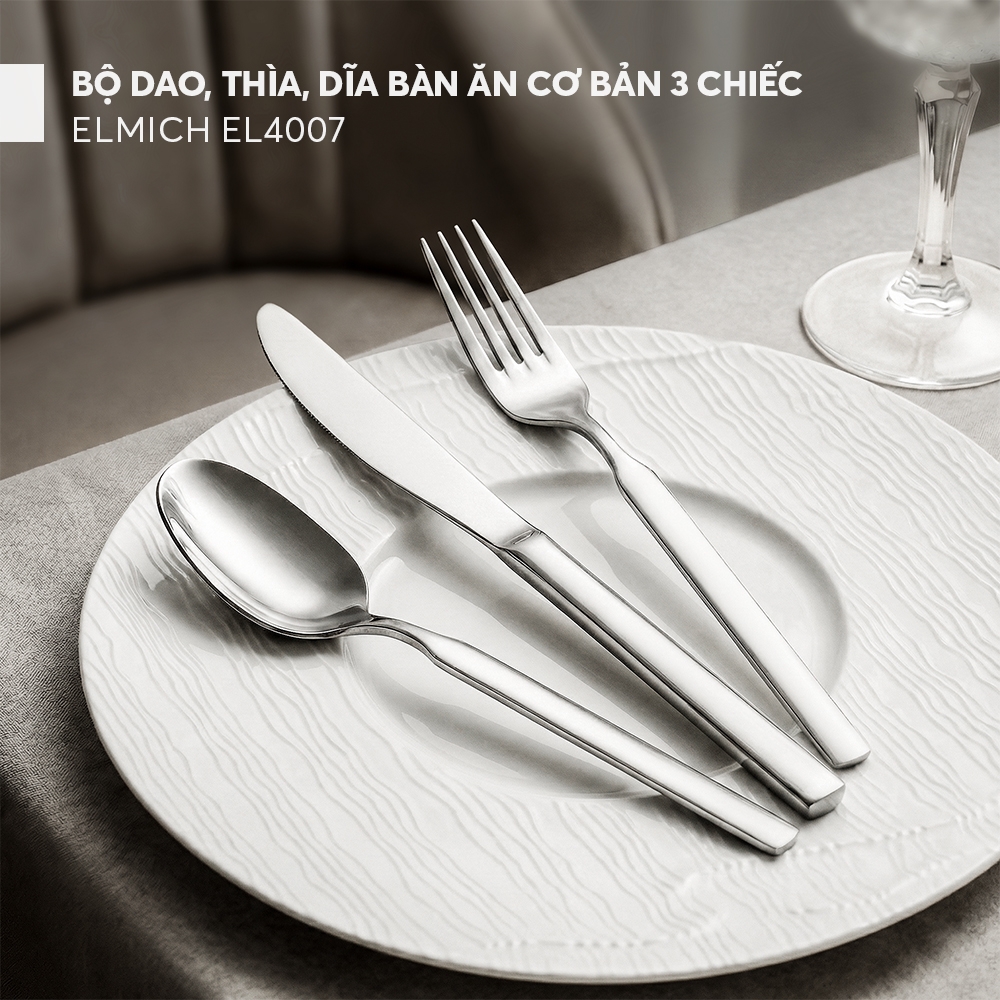 Bộ dao, thìa, dĩa bàn ăn cơ bản 3 chiếc Elmich EL4007