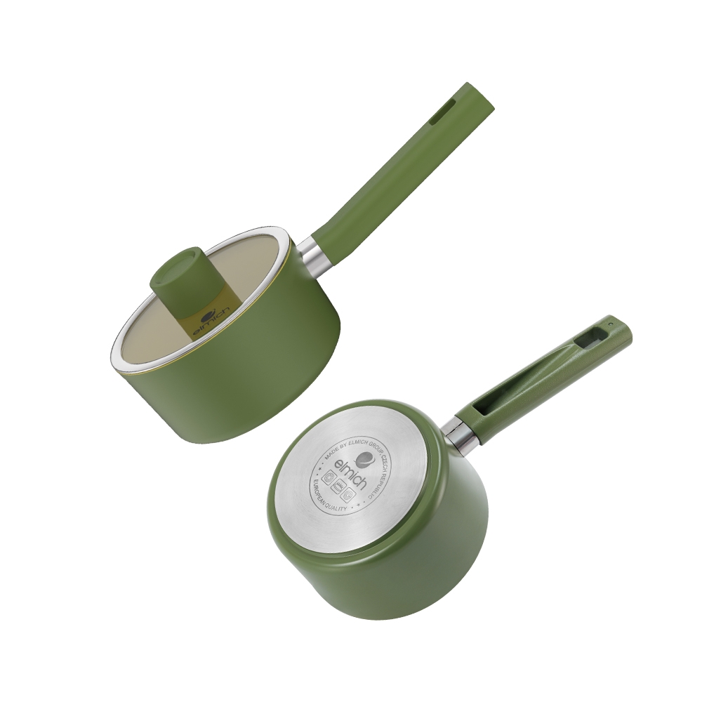 Bộ nồi chống dính Ceramic Elmich Olive EL5233OV04 quánh 16, nồi 20,24, chảo 26cm