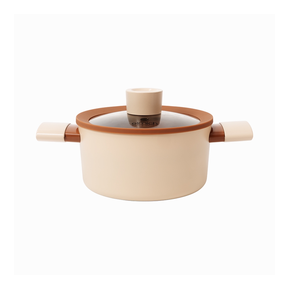 Bộ nồi chống dính ceramic Elmich Plus Mocha EL5243MC04-18, 20, 24, quánh 16cm