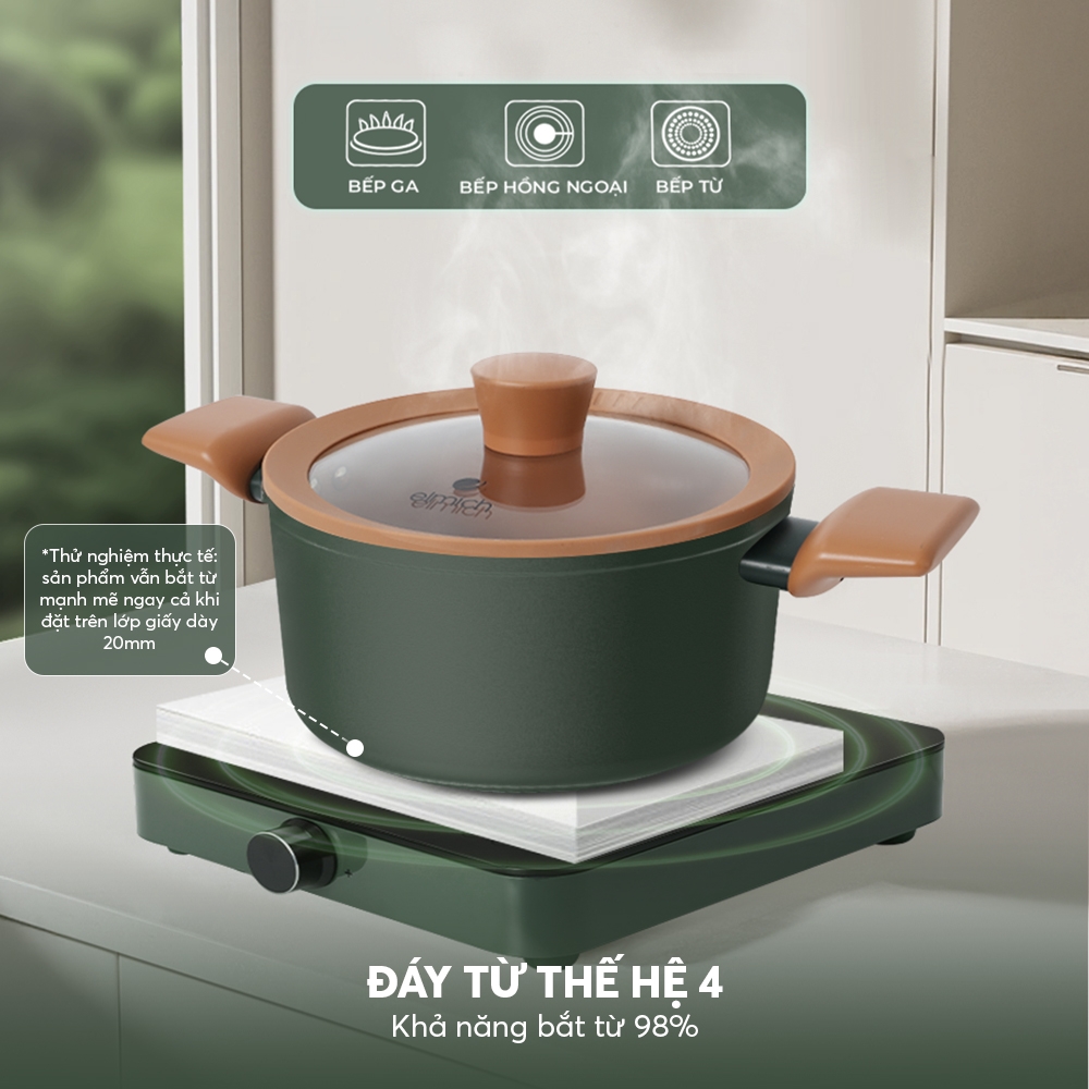 Bộ nồi chống dính ceramic Elmich Plus Harmony EL5246PT01-18, 20, 24cm