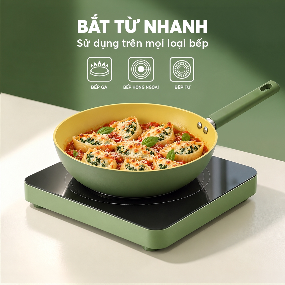 Chảo chống dính Ceramic Elmich Olive EL5984OV