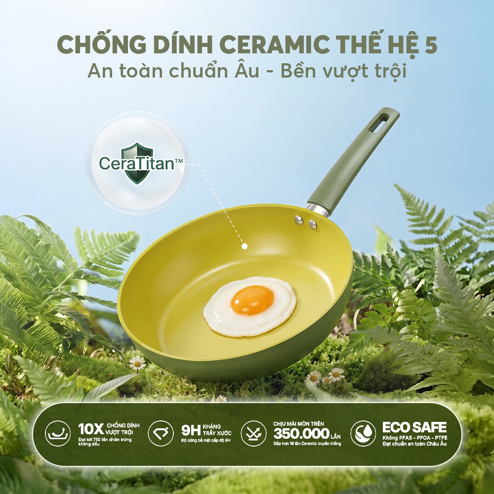 Chảo chống dính ceramic Elmich Daily Olive Classic EL5975OV