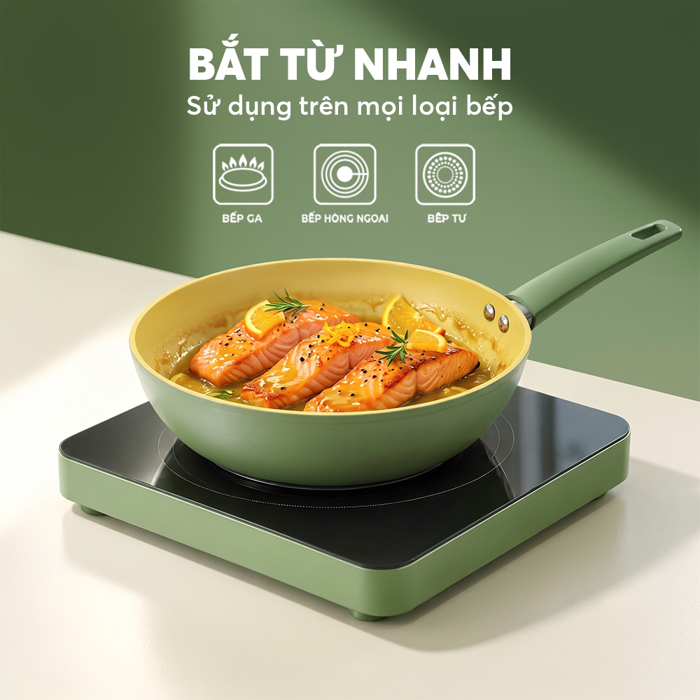 Chảo chống dính ceramic Elmich Daily Olive Classic EL5975OV