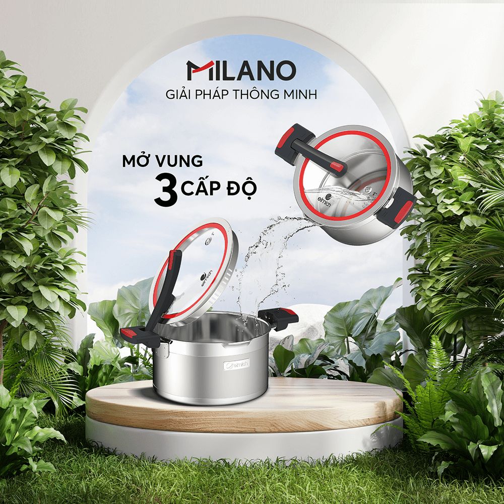 Bộ nồi Inox liền khối Elmich Milano EL-8090 size 16, 20, 22cm