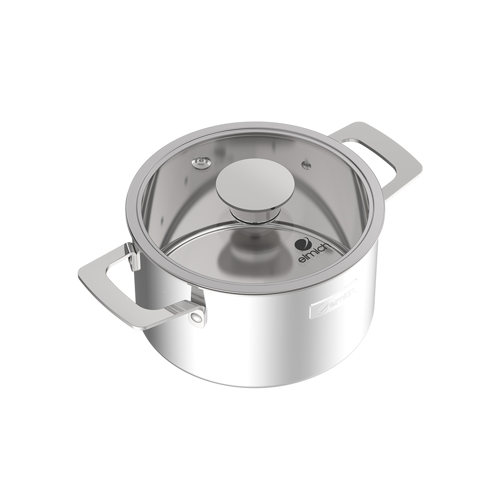 Bộ nồi Inox liền khối Elmich Hera EL-8138IN size 16, 18, 22 chảo chống dính full induction 26cm