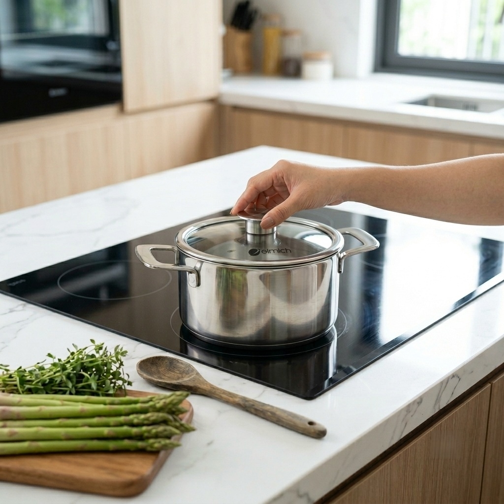 Bộ nồi Inox liền khối Elmich Hera EL-8134IN size 18, nồi hấp 22 chảo 20, chảo 26cm
