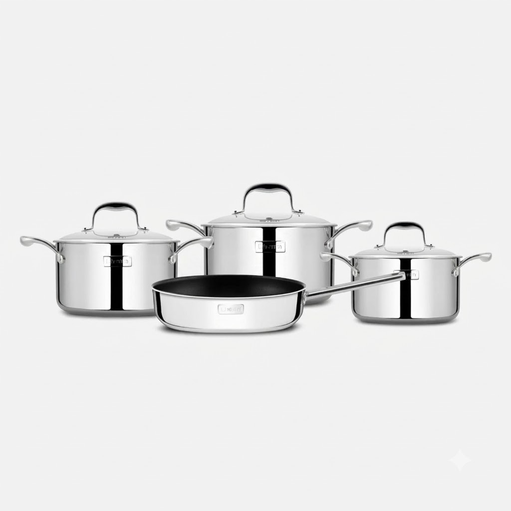 Bộ Inox cao cấp 3 lớp đáy liền Trimax XS EL-3744 size 18, 20, 24, chảo 26cm