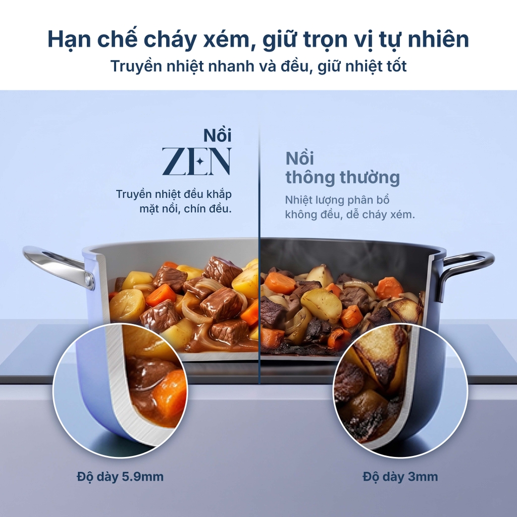Bộ nồi Ceramic Elmich Premium Zen Quánh 16cm, nồi 18, 20, 24cm