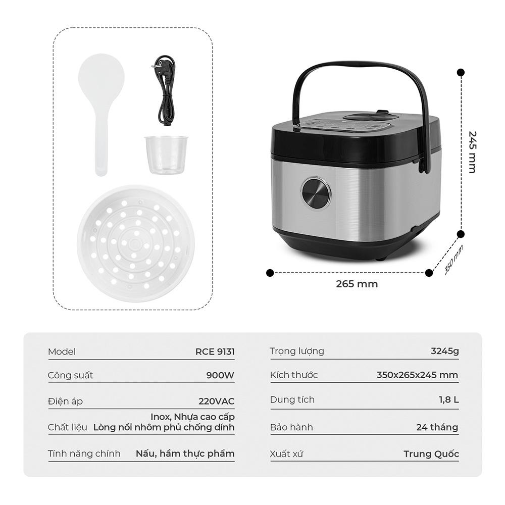 Nồi cơm điện tử Elmich 1.8L RCE9131GR