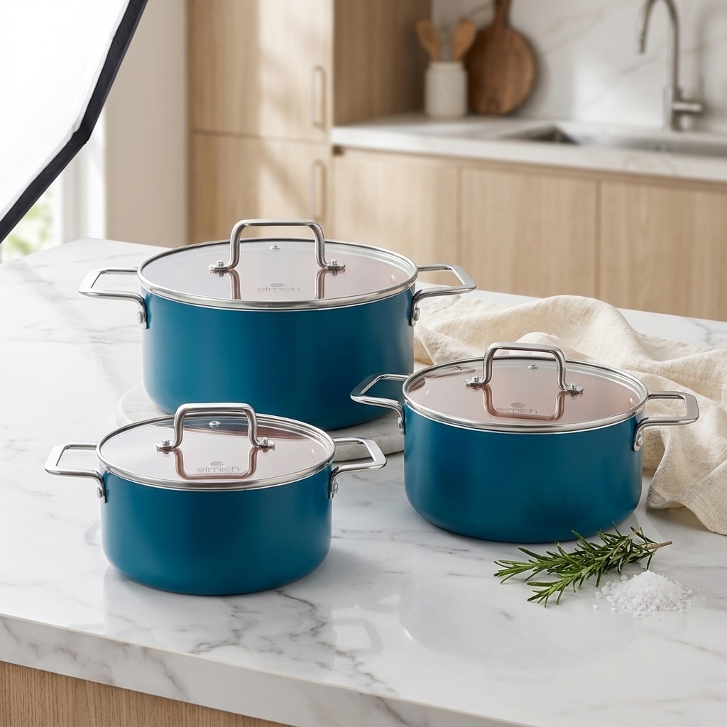 Bộ nồi chống dính ceramic Elmich Daily EL5245CB01-16, 20, 24cm