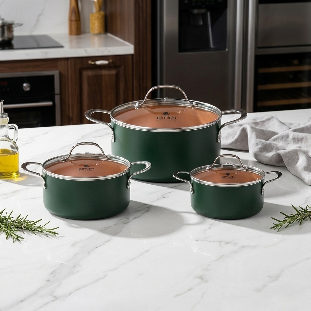 Bộ nồi chống dính Ceramic Elmich Harmony EL5247PT01 size 16,20,24 cm