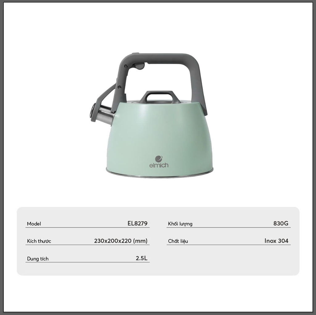 Ấm đun nước inox cao cấp Elmich 2.5L EL8279