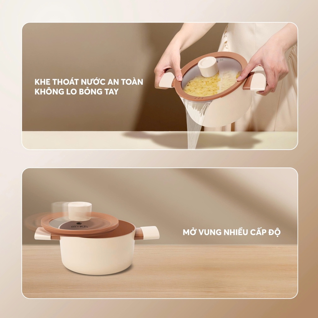 Nồi chống dính ceramic Elmich Plus Mocha EL5539MC