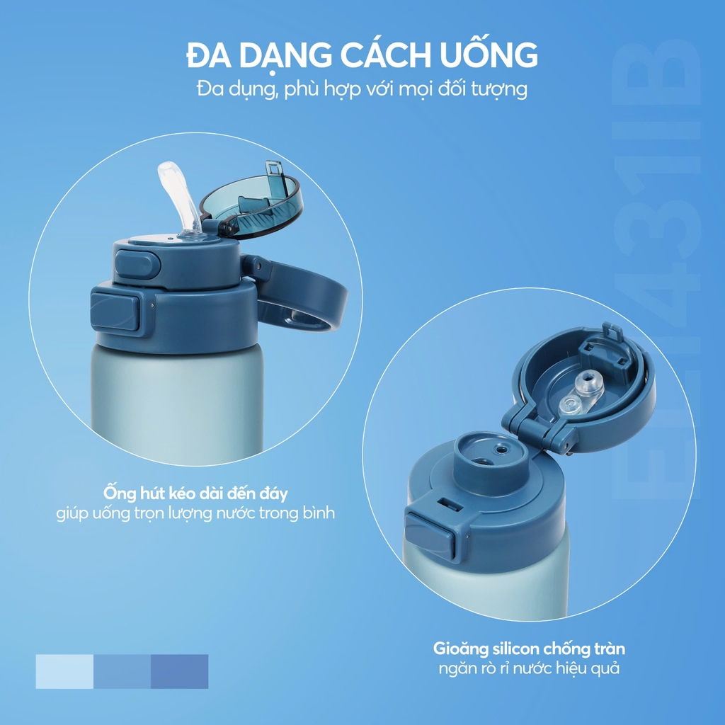 Bình nước Tritan Elmich EL1431IB  dung tích 880ml
