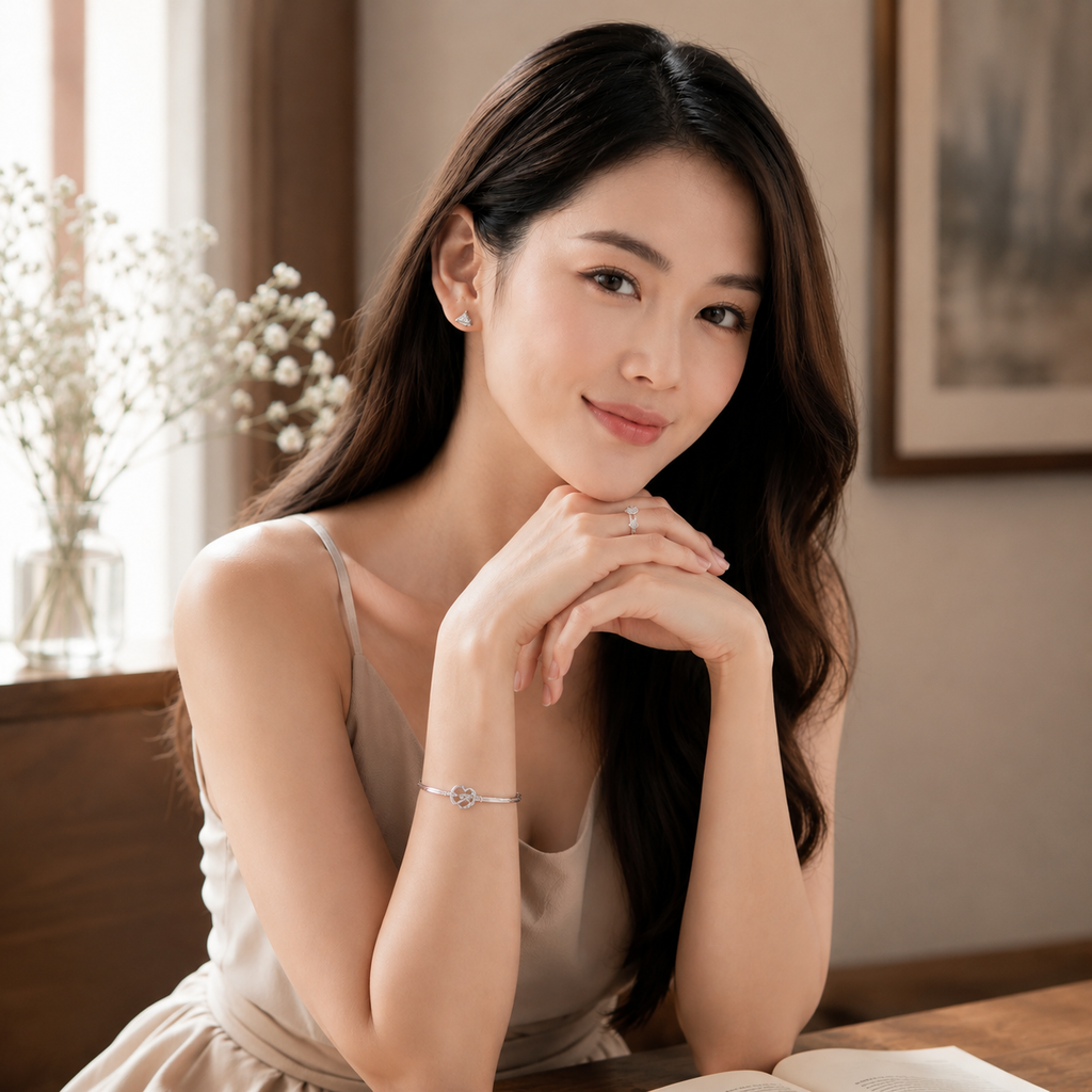 Bông tai bạc 925 đính moissanite dáng tam giác – tinh gọn và dịu sáng | Hải Hà Jewelry