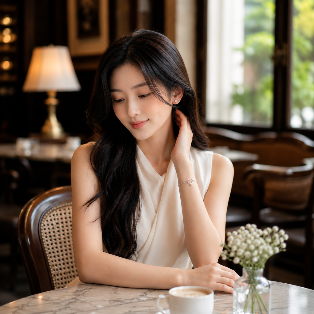 Bông tai bạc 925 đính moissanite dáng nụ – viên trung tâm tròn, nhẹ tai | Hải Hà Jewelry
