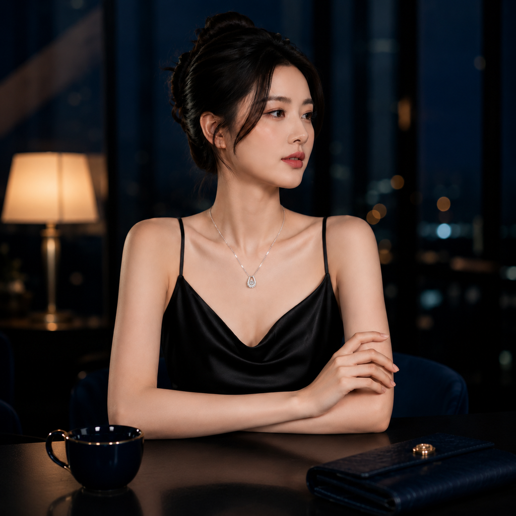 Dây chuyền bạc 925 đính moissanite dáng móng ngựa | Hải Hà Jewelry
