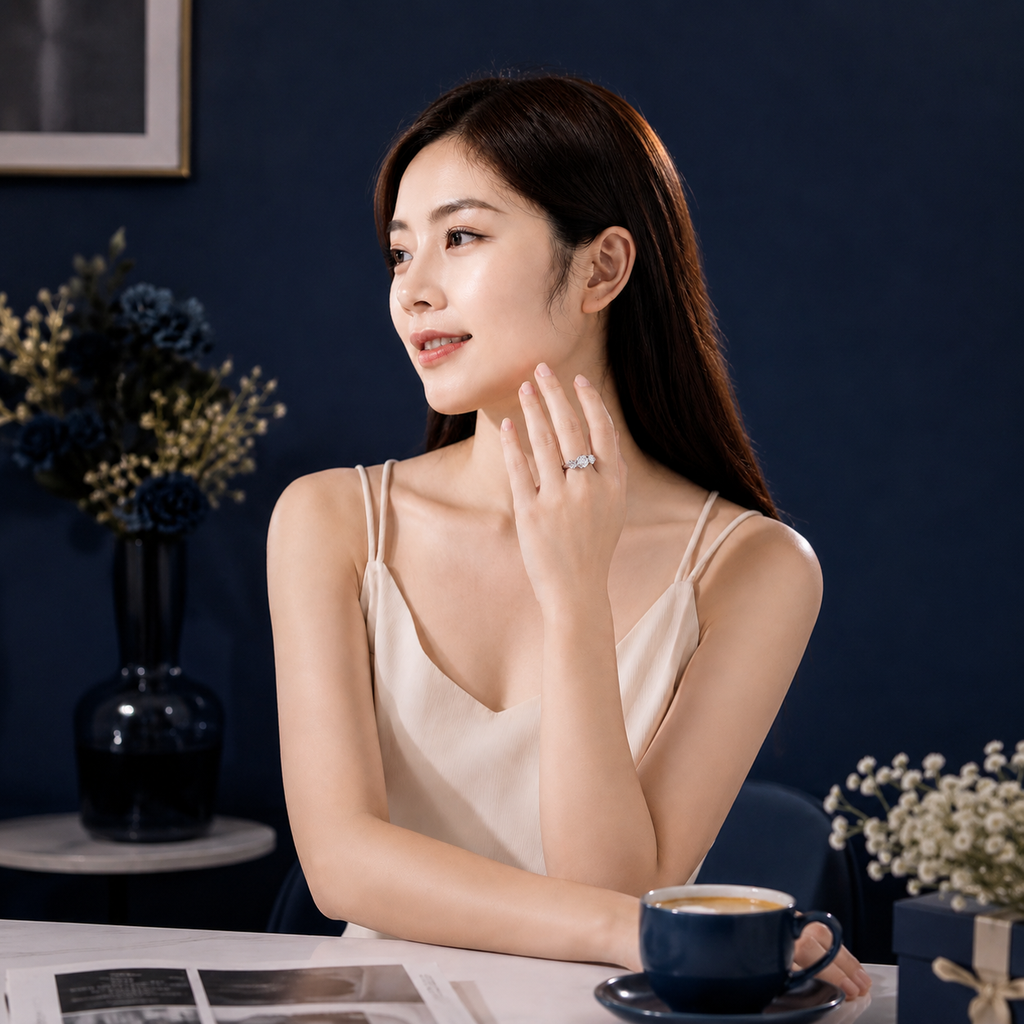 Nhẫn nữ bạc 925 đính kim cương Moissanite 3 Carat