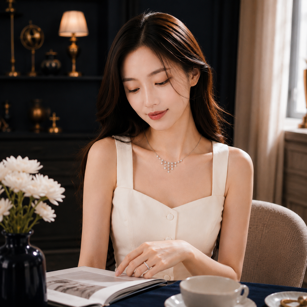 Dây chuyền bạc S925 đính moissanite 0,1x18 Carat cao cấp