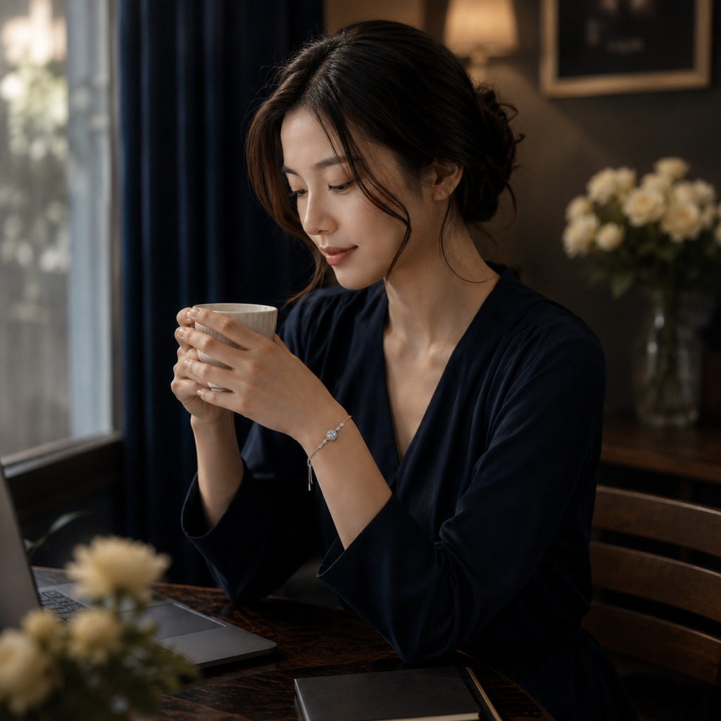 Vòng tay bạc 925 đính kim cương Moissanite 1 Carat