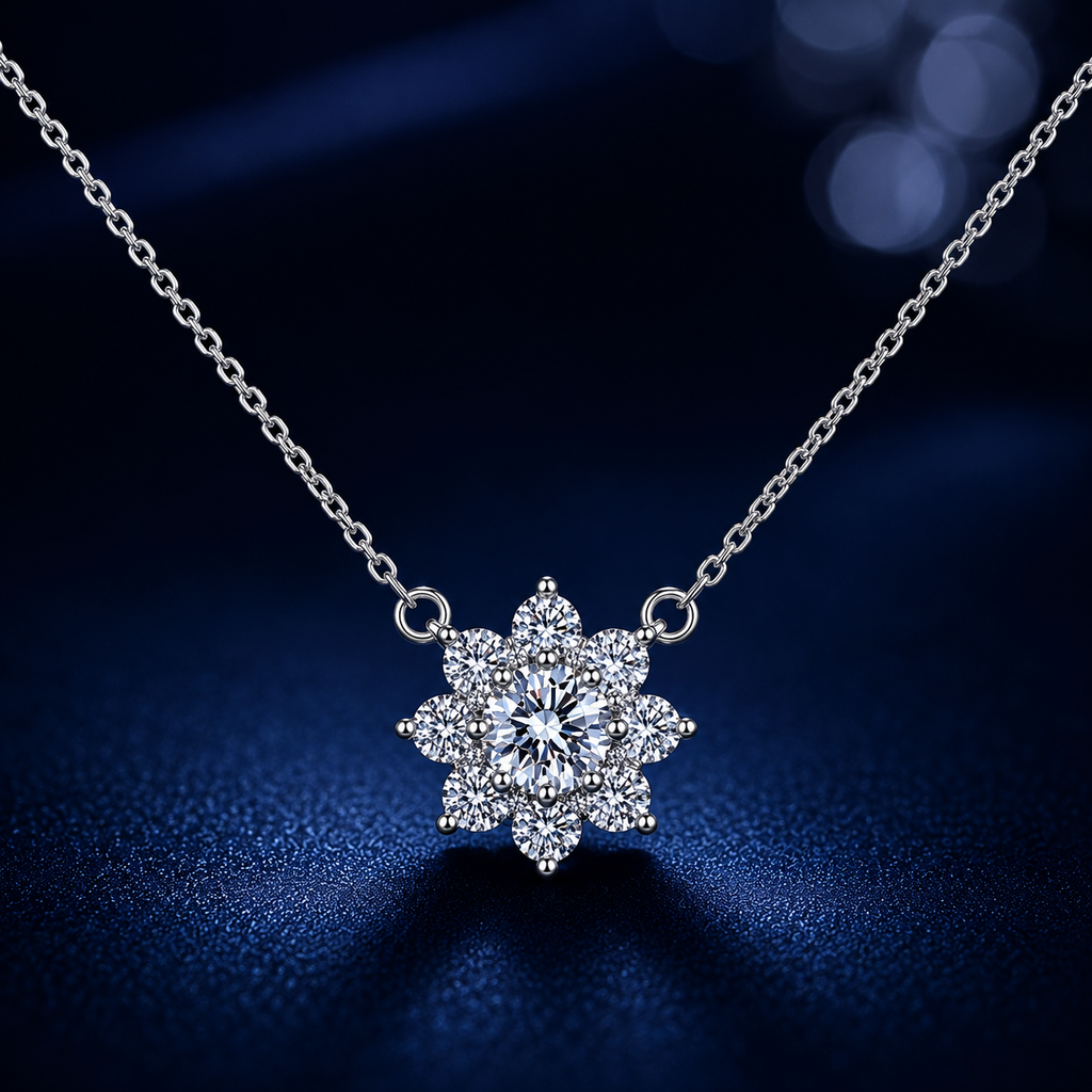 Dây chuyền bạc 925 moissanite dáng hoa – điểm sáng tinh tế, lấp lánh vừa đủ để khởi đầu Xuân an yên | Hải Hà Jewelry