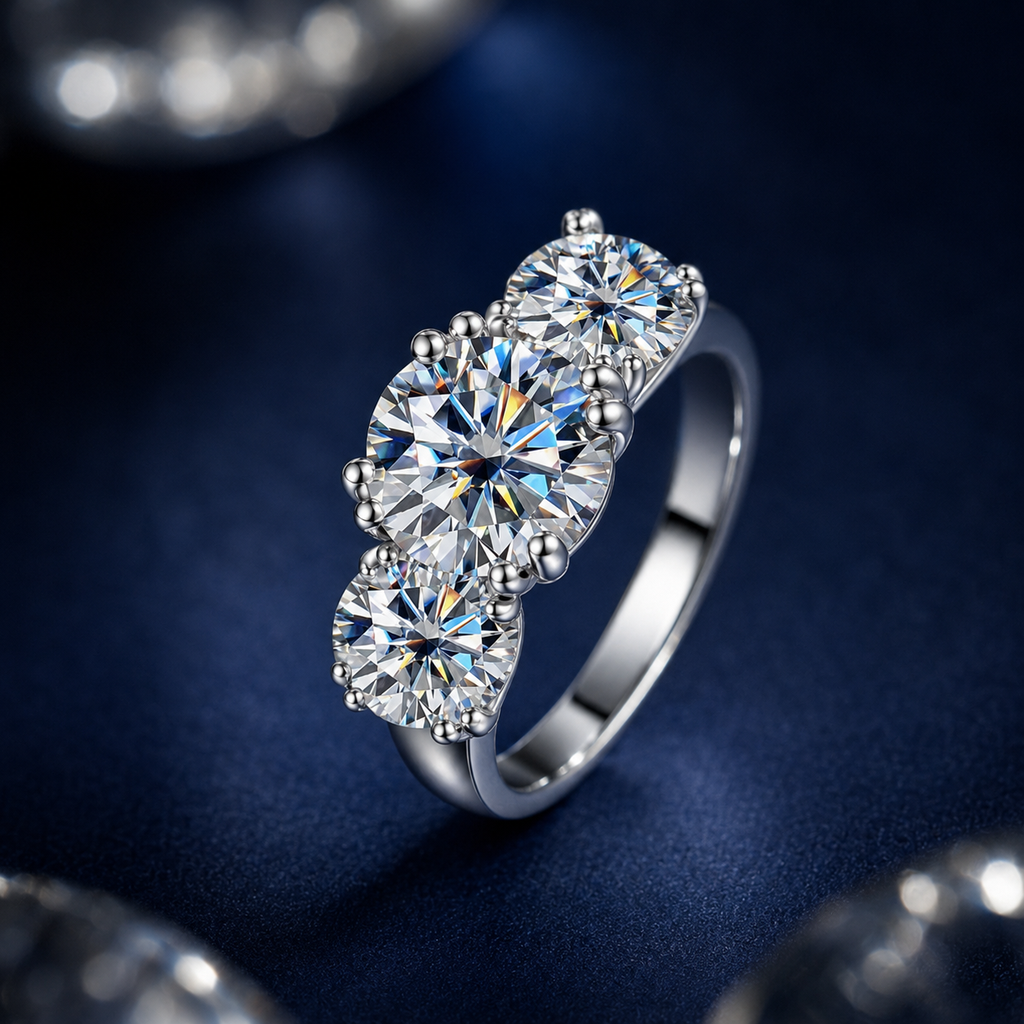 Nhẫn nữ bạc 925 đính kim cương Moissanite 3 Carat
