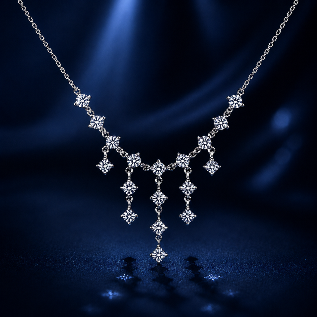 Dây chuyền bạc S925 đính moissanite 0,1x18 Carat cao cấp