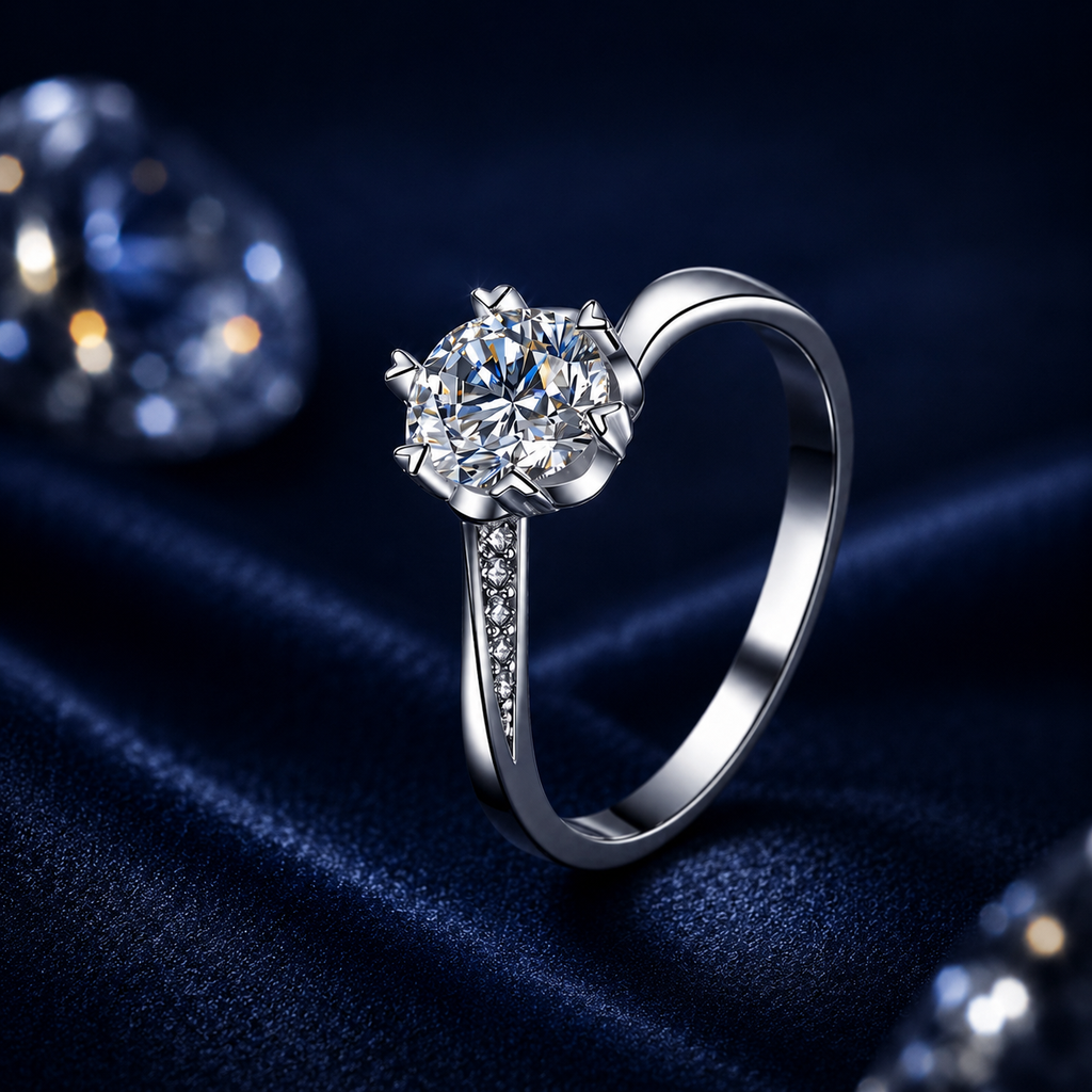 Nhẫn nữ bạc 925 moissanite dáng solitaire – điểm sáng ở lại thật lâu