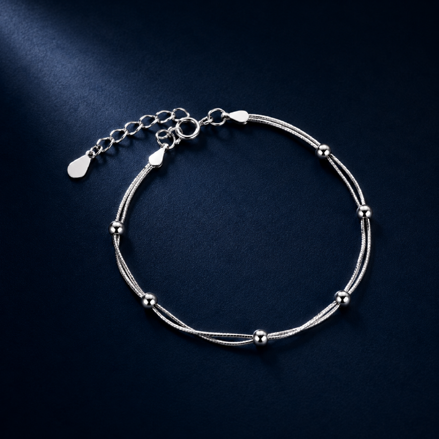 Vòng bạc dây đôi nhịp xoắn – Êm dịu trong từng chuyển động | Hải Hà Jewelry