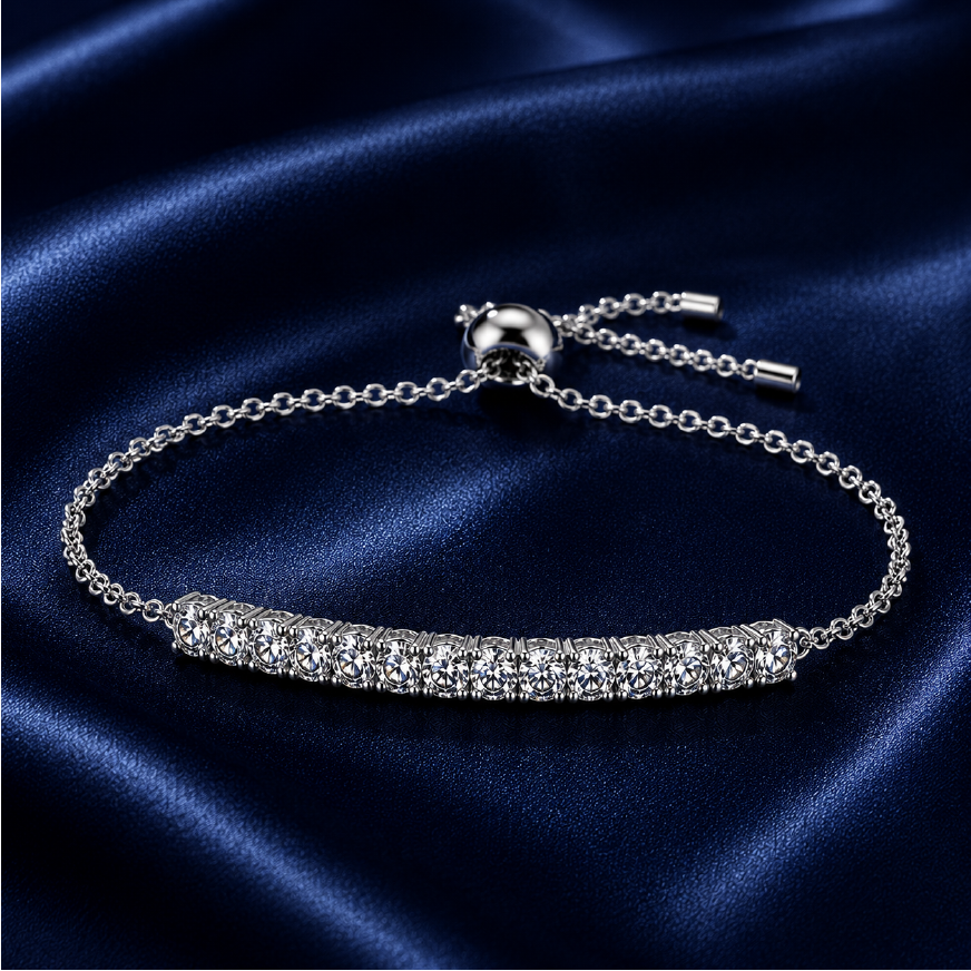 Vòng tay bạc 925 đính kim cương Moissanite 0,1x13 Carat