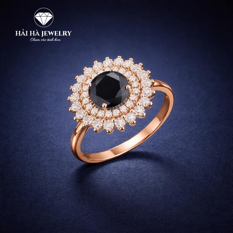 Nhẫn nữ halo moissanite dáng hoa – Ánh sáng dịu của một cảm xúc ở lại | Hải Hà Jewelry