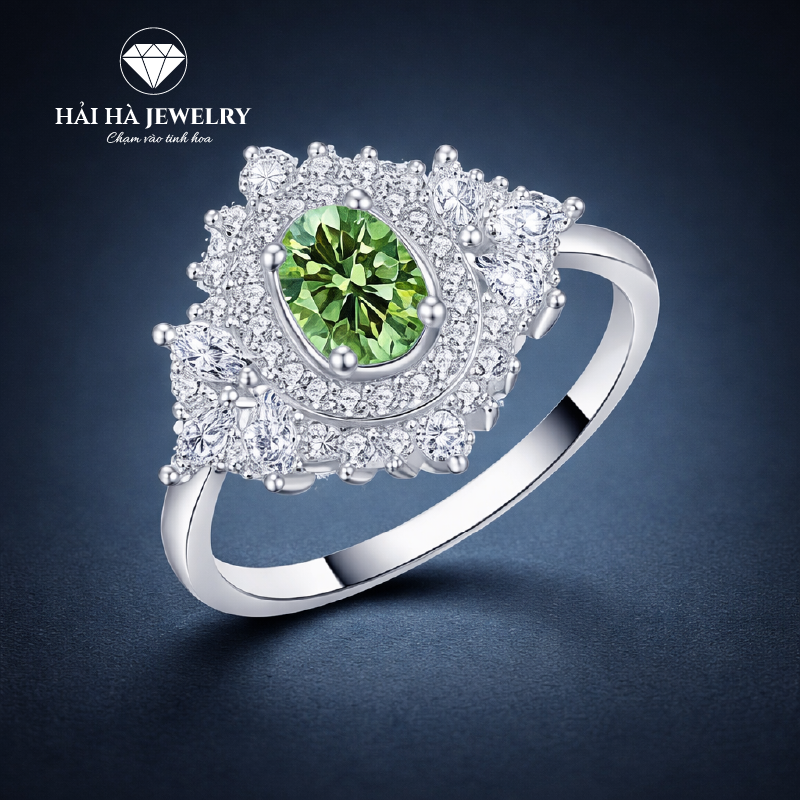 Nhẫn moissanite giọt nước halo – Ánh sáng được nâng niu | Hải Hà Jewelry