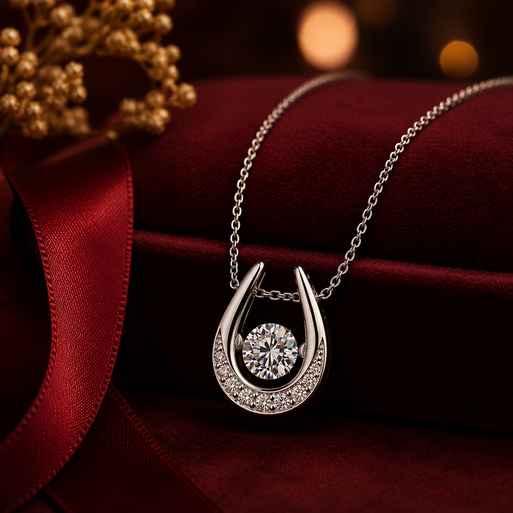 Dây chuyền bạc 925 đính moissanite dáng móng ngựa | Hải Hà Jewelry