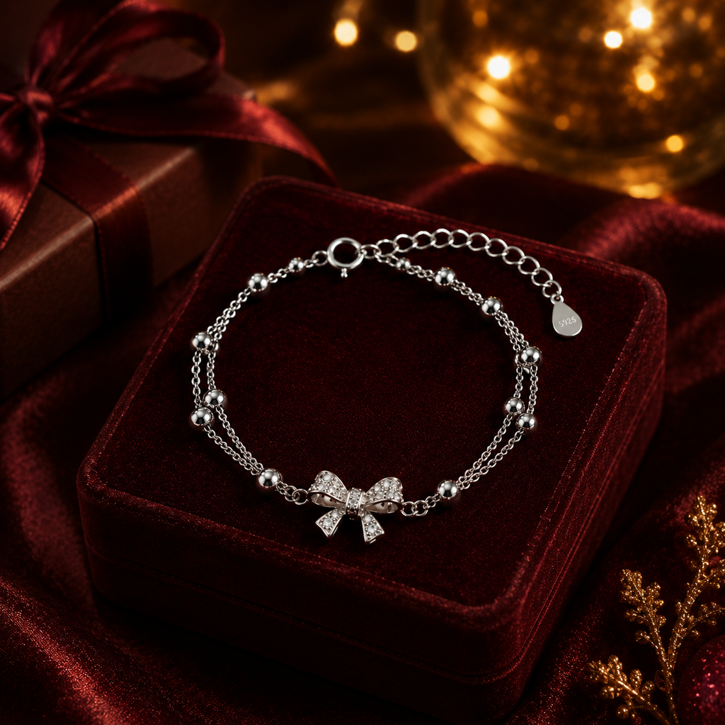 Vòng tay nơ đôi bi tròn – Dịu dàng được giữ cân bằng | Hải Hà Jewelry