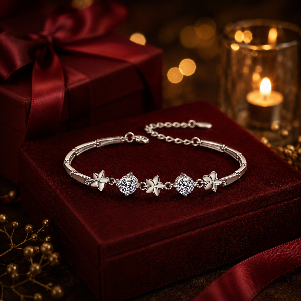 Vòng tay bạc 925 đính kim cương Moissanite 0,5x2 Carat