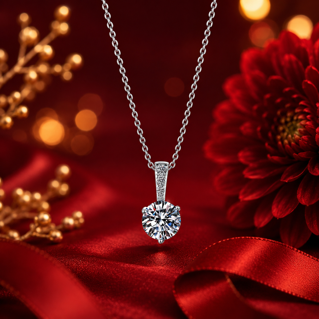 Dây chuyền bạc 925 đính moissanite dáng tròn tinh tế | Hải Hà Jewelry