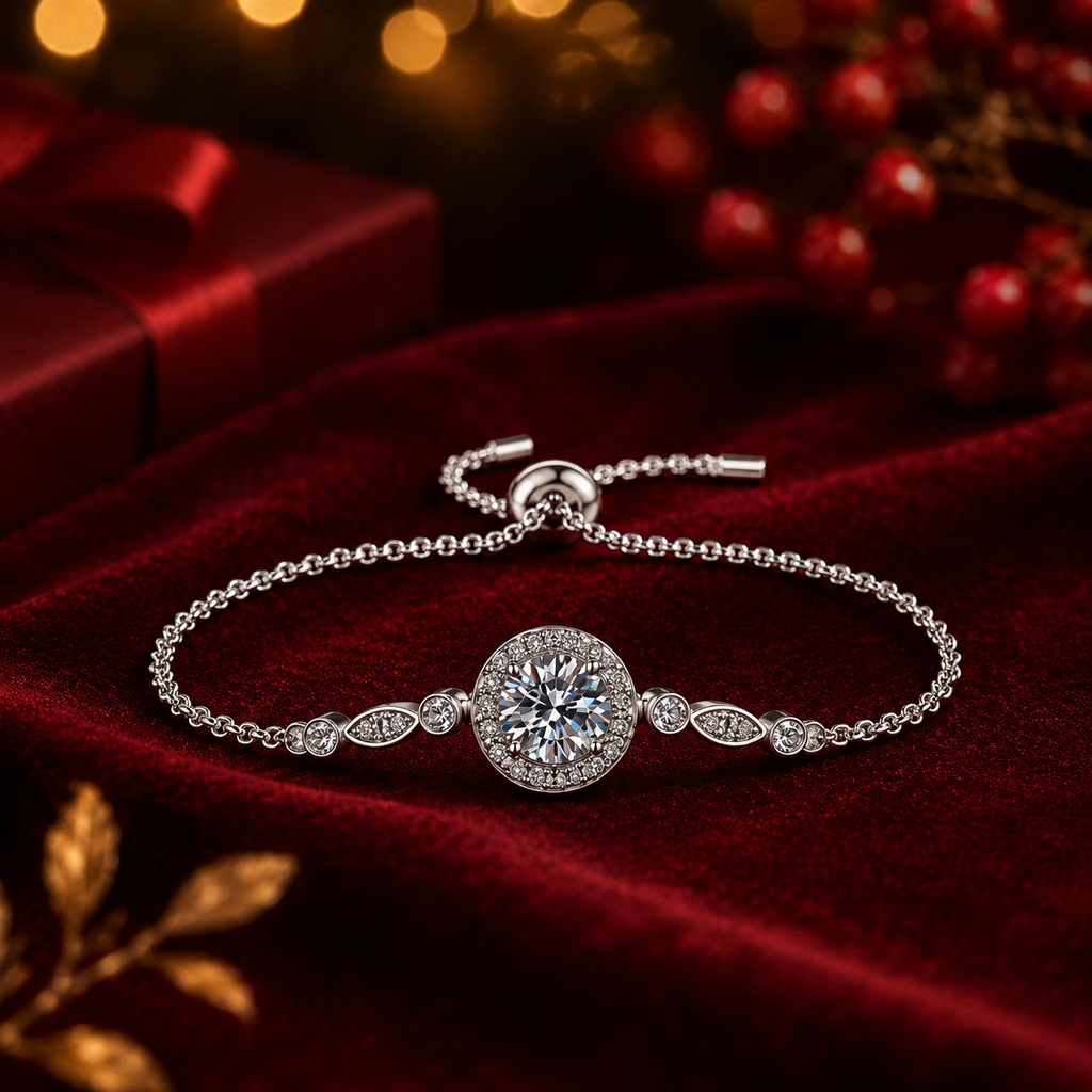 Vòng tay bạc 925 đính kim cương Moissanite 1 Carat