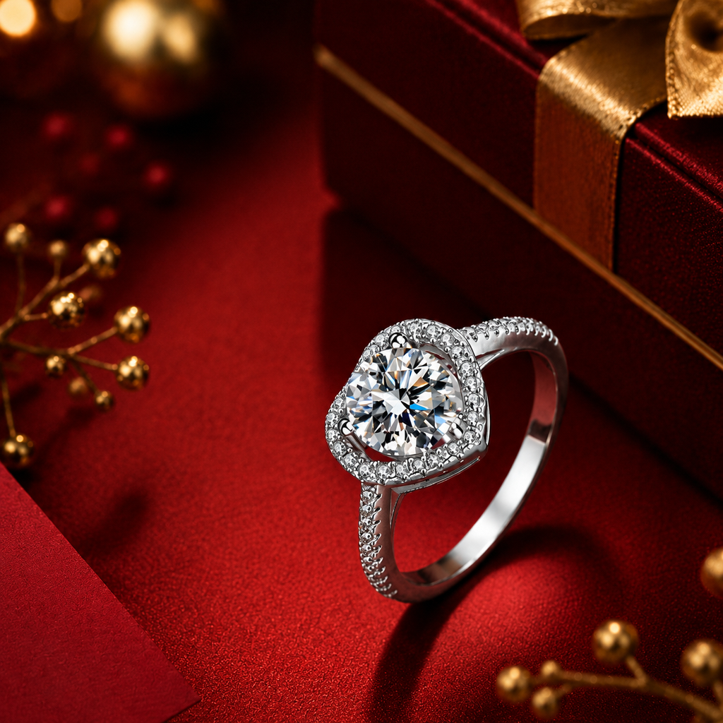 Nhẫn nữ bạc 925 đính moissanite dáng trái tim – dịu dàng trong từng điểm chạm