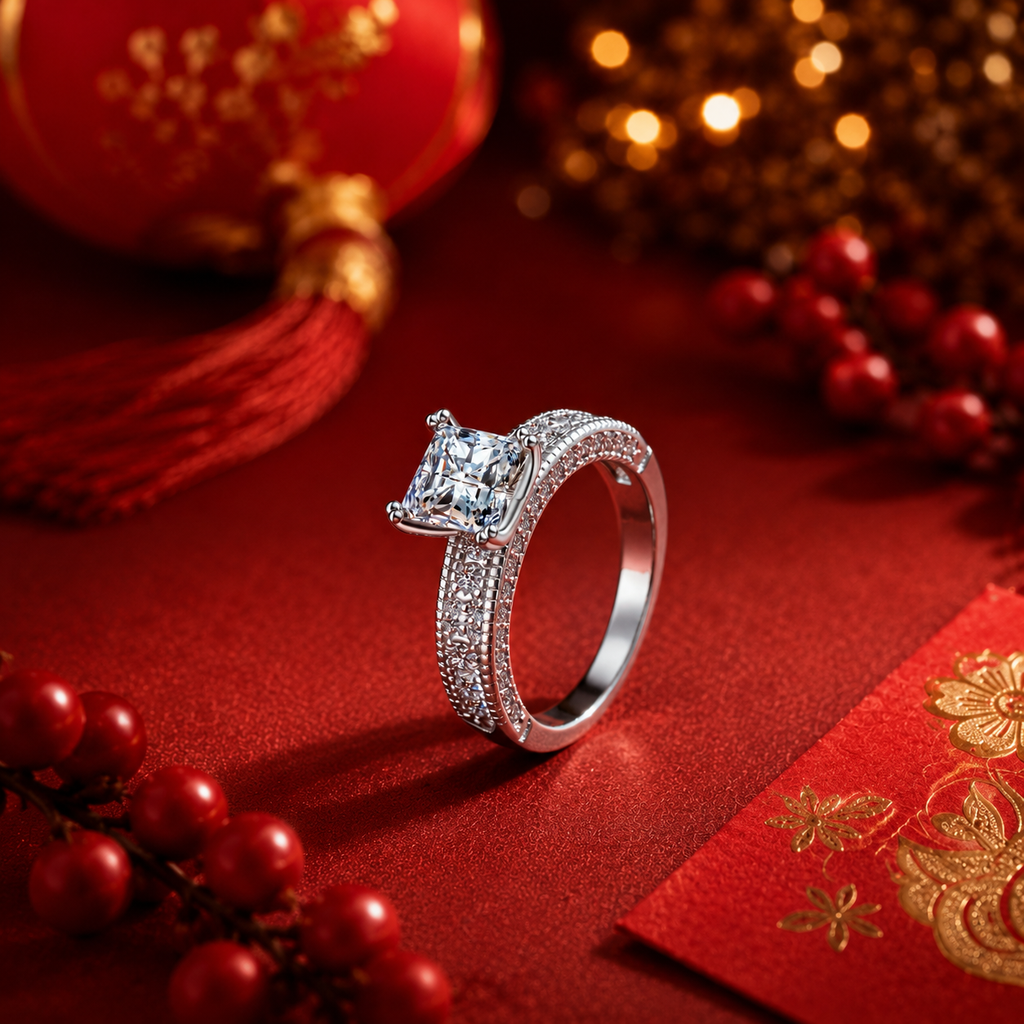 Nhẫn nữ bạc 925 đính kim cương Moissanite 1,2 Carat