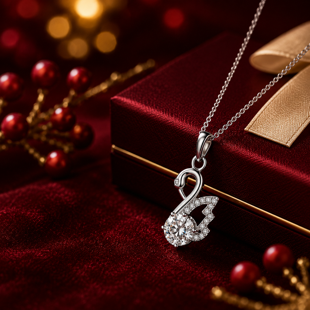 Dây chuyền bạc 925 đính kim cương Moissanite Thiên Nga 1 Carat